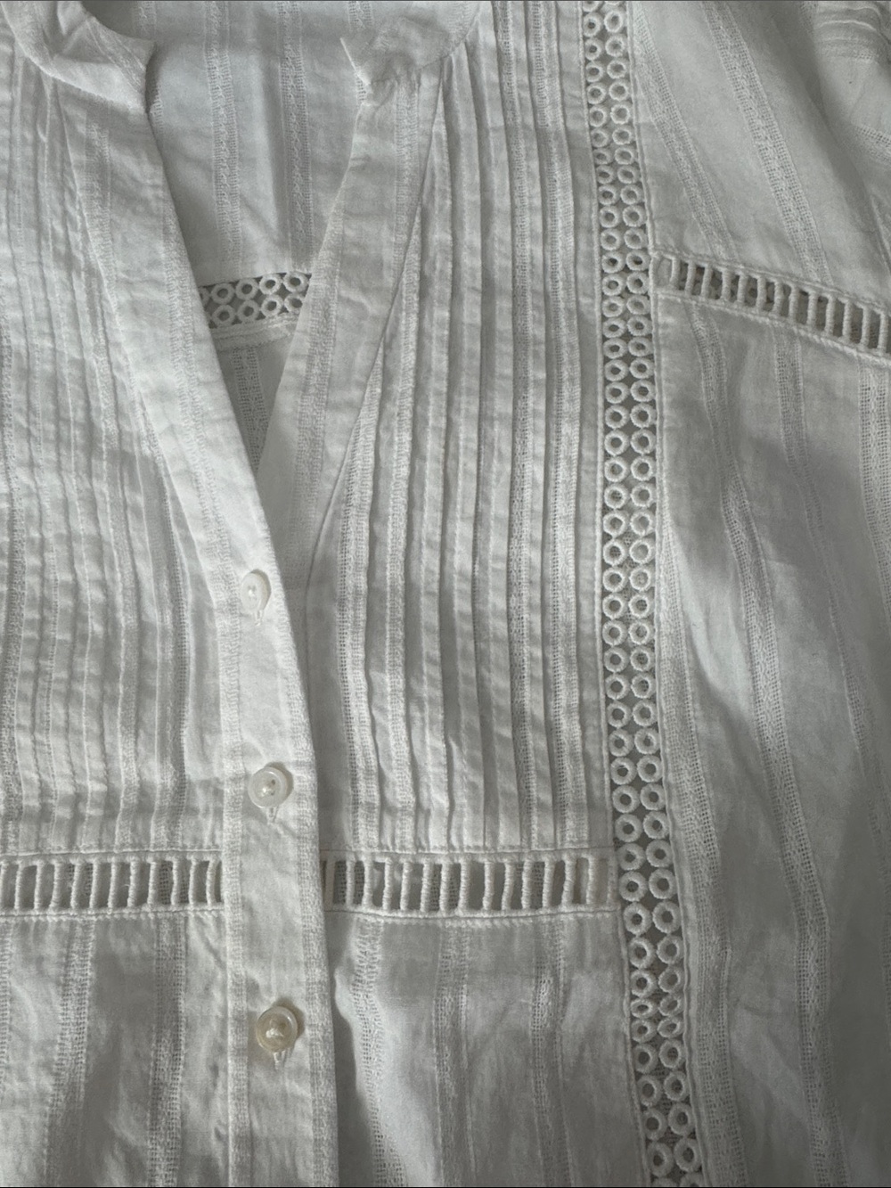 Club Monaco White Button-Down Lace Trim Shirt - Picture 3 of 8
